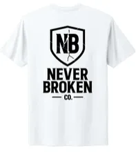 The Never Broken "Shield" Essential Tee – Small, White