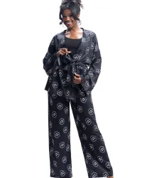 I Am Enough™ Lounge Set | Kimono Cardigan & High-Waist Affirmation Pants - Black – Large