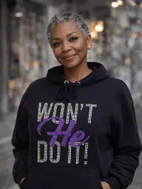 Won’t He Do It Bling Hoodie | Faith2Felicity Statement Hoodie (Purple) – 2XL