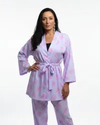 I Am Enough™ Lounge Set | Kimono Cardigan & High-Waist Affirmation Pants - Purple – Extra Large