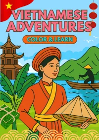 Vietnamese Culture Coloring Book for Kids – Printable Vietnam Activity Pages – Image 1