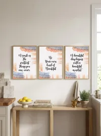 Aesthetic Wall Art Set of 3 – Printable Home Decor Digital Download – Watercolor Positivity Quotes
