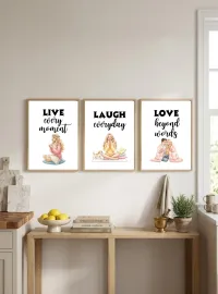Aesthetic Wall Art Set of 3 – Printable Home Decor Digital Download – Live,Laugh,Love Motivation Prints