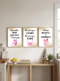Aesthetic Wall Art Set of 3 – Printable Home Decor Digital Download – Butterfly Quotes – Believe & Dream Series
