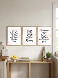 Aesthetic Wall Art Set of 3 – Printable Home Decor Digital Download – Pink Watercolor Mindset Quotes