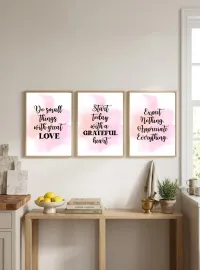 Aesthetic Wall Art Set of 3 – Printable Home Decor Digital Download – Grateful Inspirational Qoutes