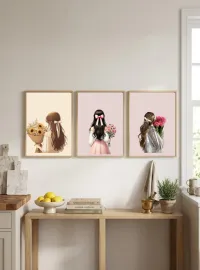 Aesthetic Wall Art Set of 3 – Printable Home Decor Digital Download – Floral Backview