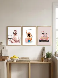 Aesthetic Wall Art Set of 3 – Printable Home Decor Digital Download – Boss Girl & Travel Lifestyle Prints