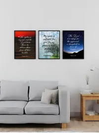Bible Verse Wall Art Set of 3 – Printable Christian Scripture Posters – Psalm 34:17 2 Corinthians 12:9 Psalm 9:9