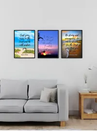 Bible Verse Wall Art Set of 3 – Printable Christian Scripture Posters – Psalm 55:22 Isaiah 43:2 Deuteronomy 31:6