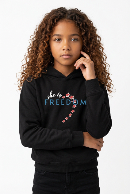 "She is Freedom" Actual Girl Hoodie -for Girls – Image 1