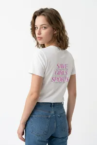 "Essence-Save Girls Sports" Actual Girl Relaxed T-shirt- for Women – Image 3