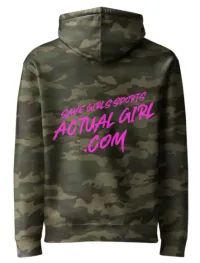 "Save the Girl, Save the World" Actual Girl Camo Hoodie - for Women – Image 3