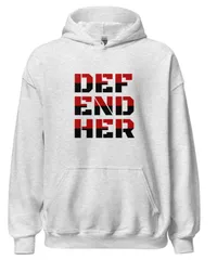 "DefendHer" Actual Girl Hoodie - for Men – 5XL, Ash