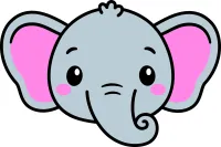 Elephant (The Whole BUTTY) – Magnetic Only - 1 inch, White, Carolina Blue