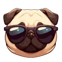 Party Pug (The Whole BUTTY) – Magnetic Only - 7/8 inch, Red, Carolina Blue