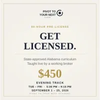 60-Hour Pre-License — EVENING (September 1-25th) — $450 Tu–Fri, 5:30 PM – 9:15 PM – Image 1