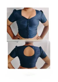 Saree Jacket - Stitched – Navy Blue / LCD 383 / 3XL (39 - 40) / Rose Silk