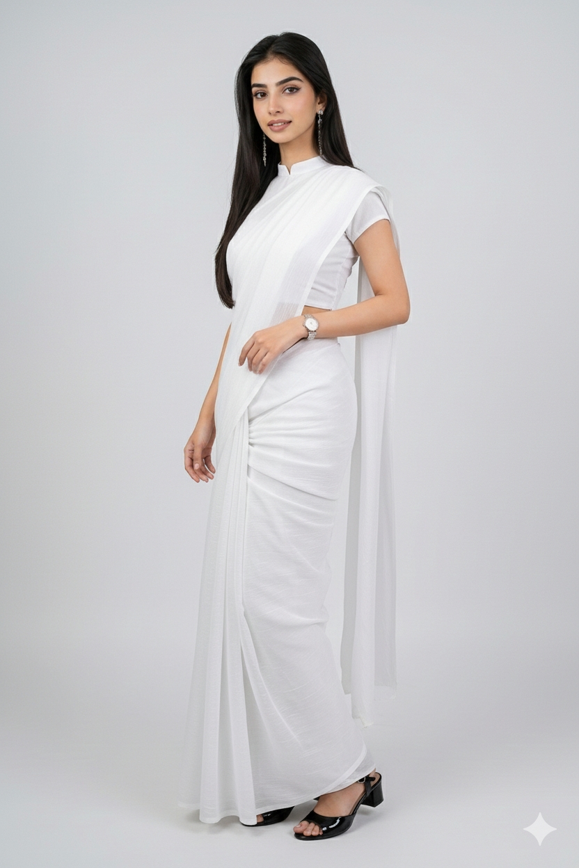 White Saree for Ladies – Image 3