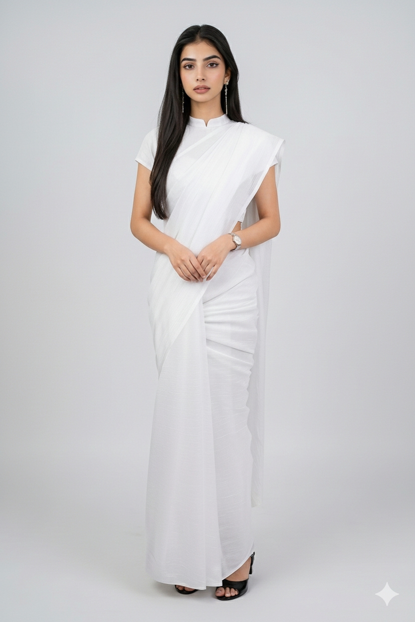 White Saree for Ladies – Image 2