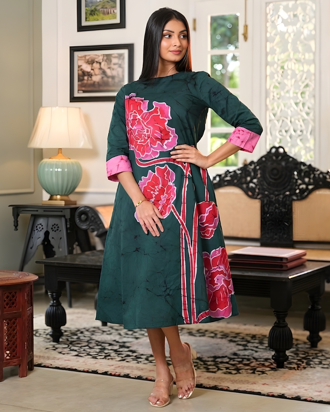  Floral Batik Midi Dress – Image 3