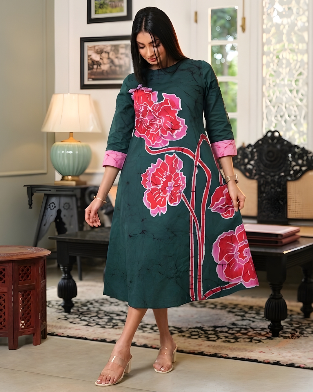  Floral Batik Midi Dress – Image 2