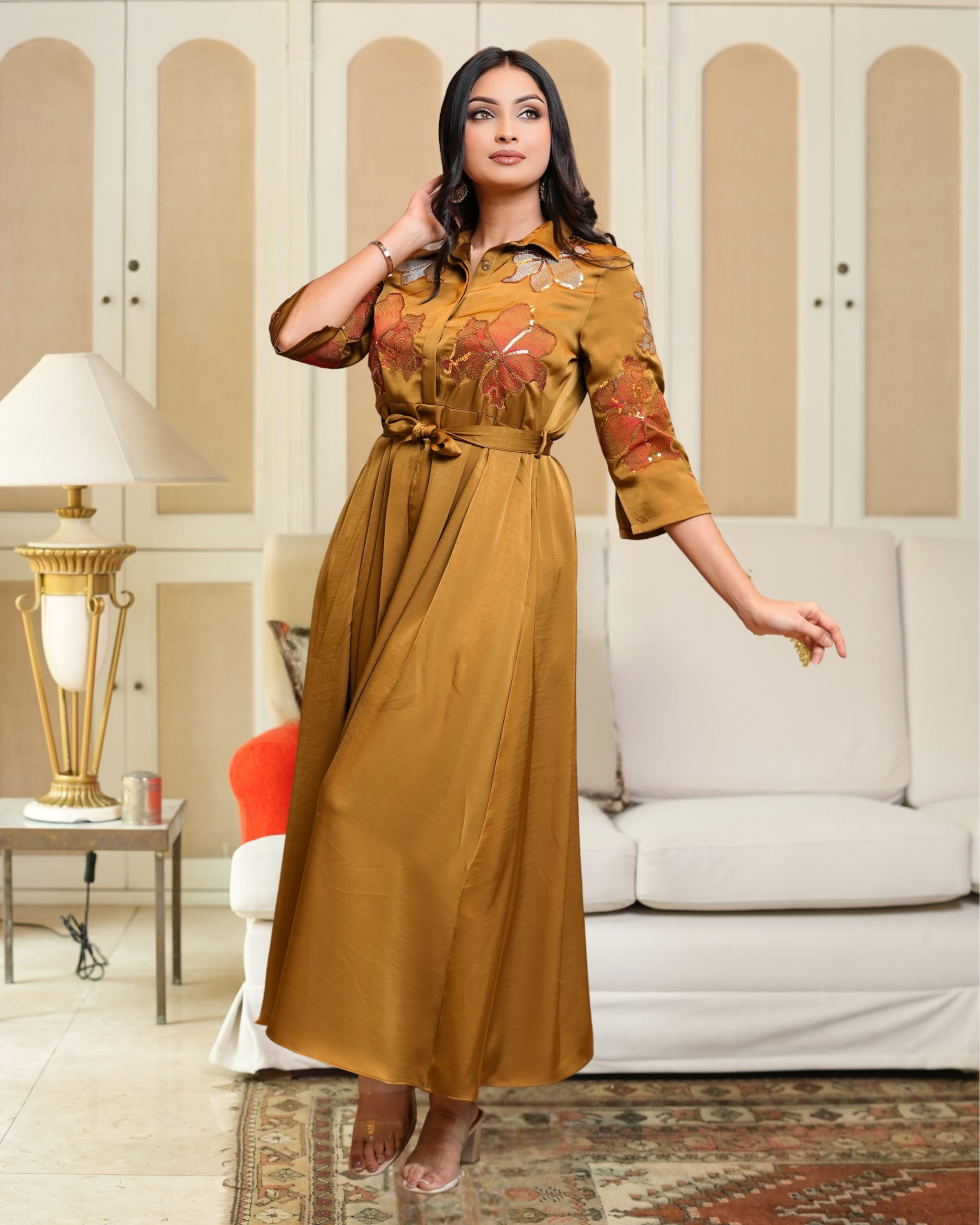 Sequin Embroidery Detailed Maxi Dress – Image 4