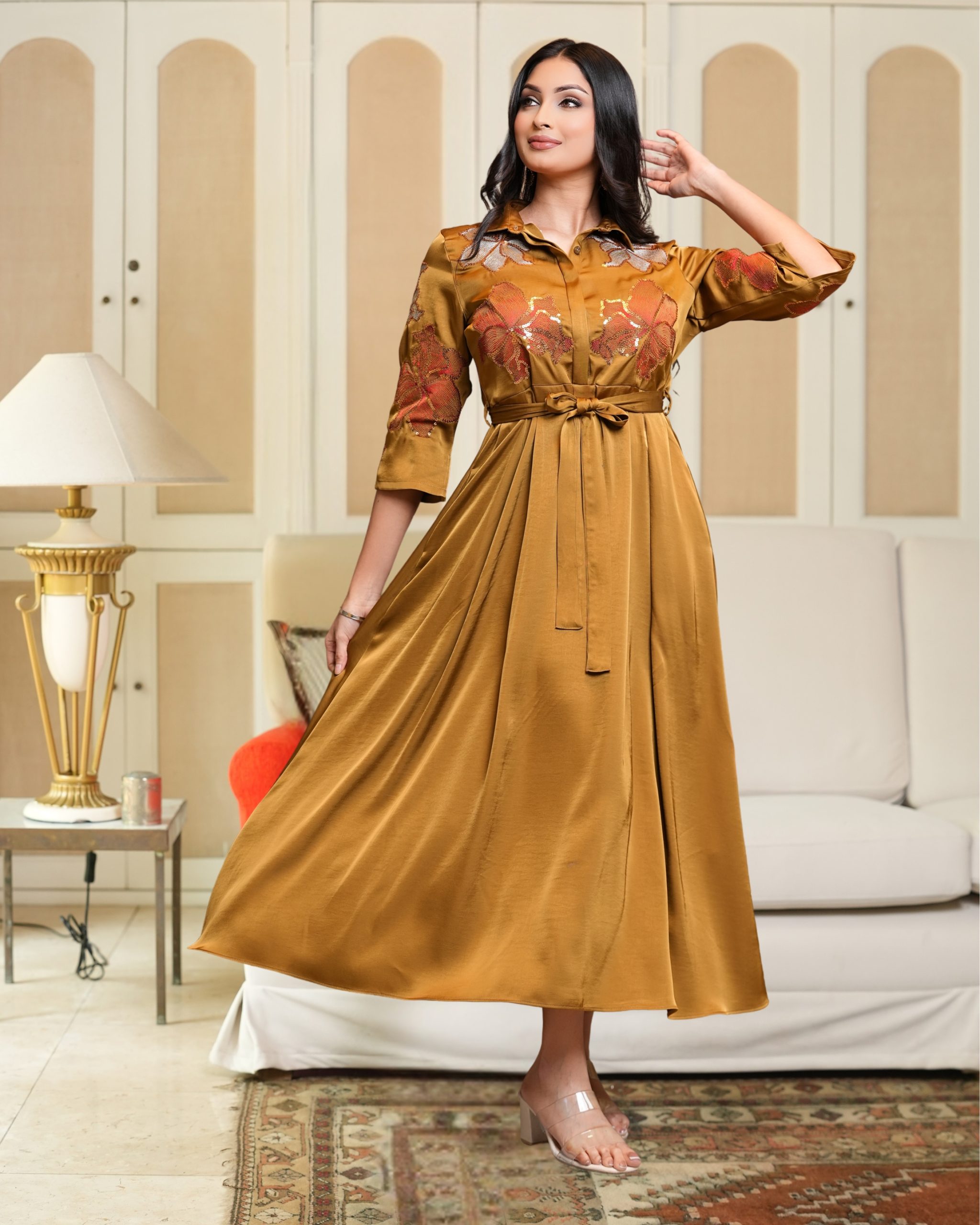 Sequin Embroidery Detailed Maxi Dress – Image 2
