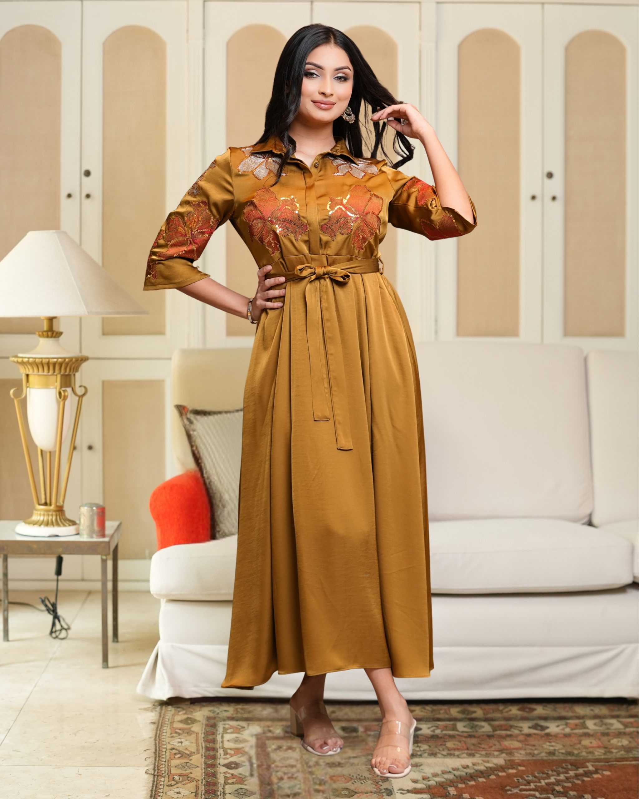 Sequin Embroidery Detailed Maxi Dress – Image 3