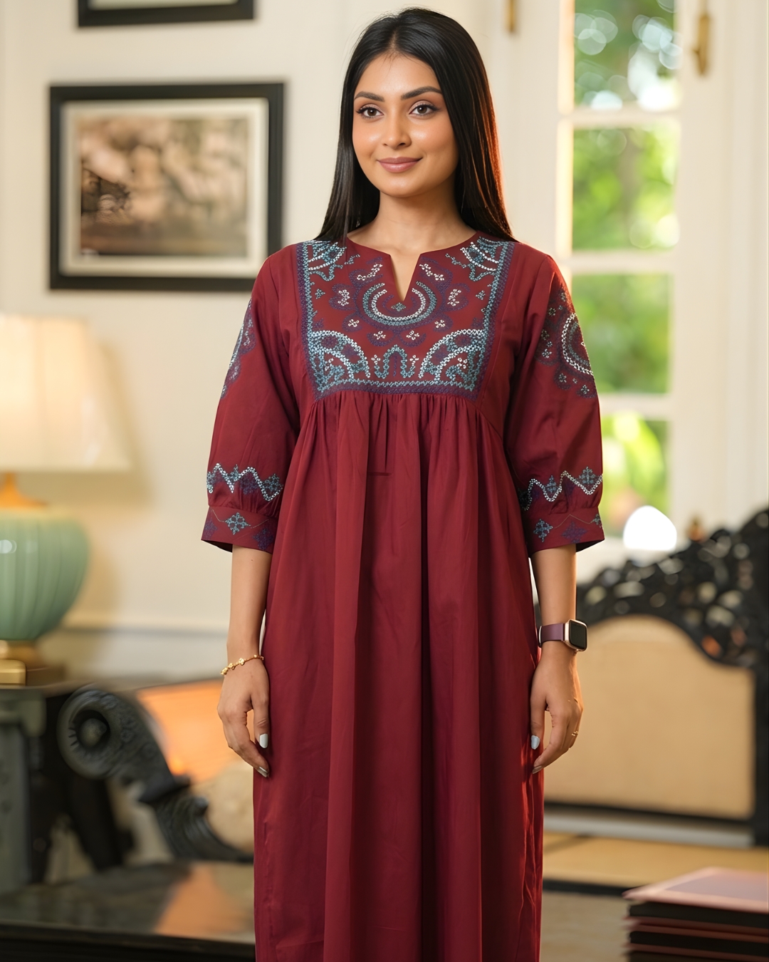 Relax Fit Embroidered Midi Dress – Image 2