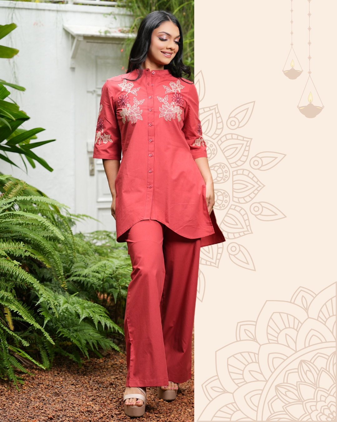 Kurta Top and Pant Set (Button-Down Embroidery) – Image 4
