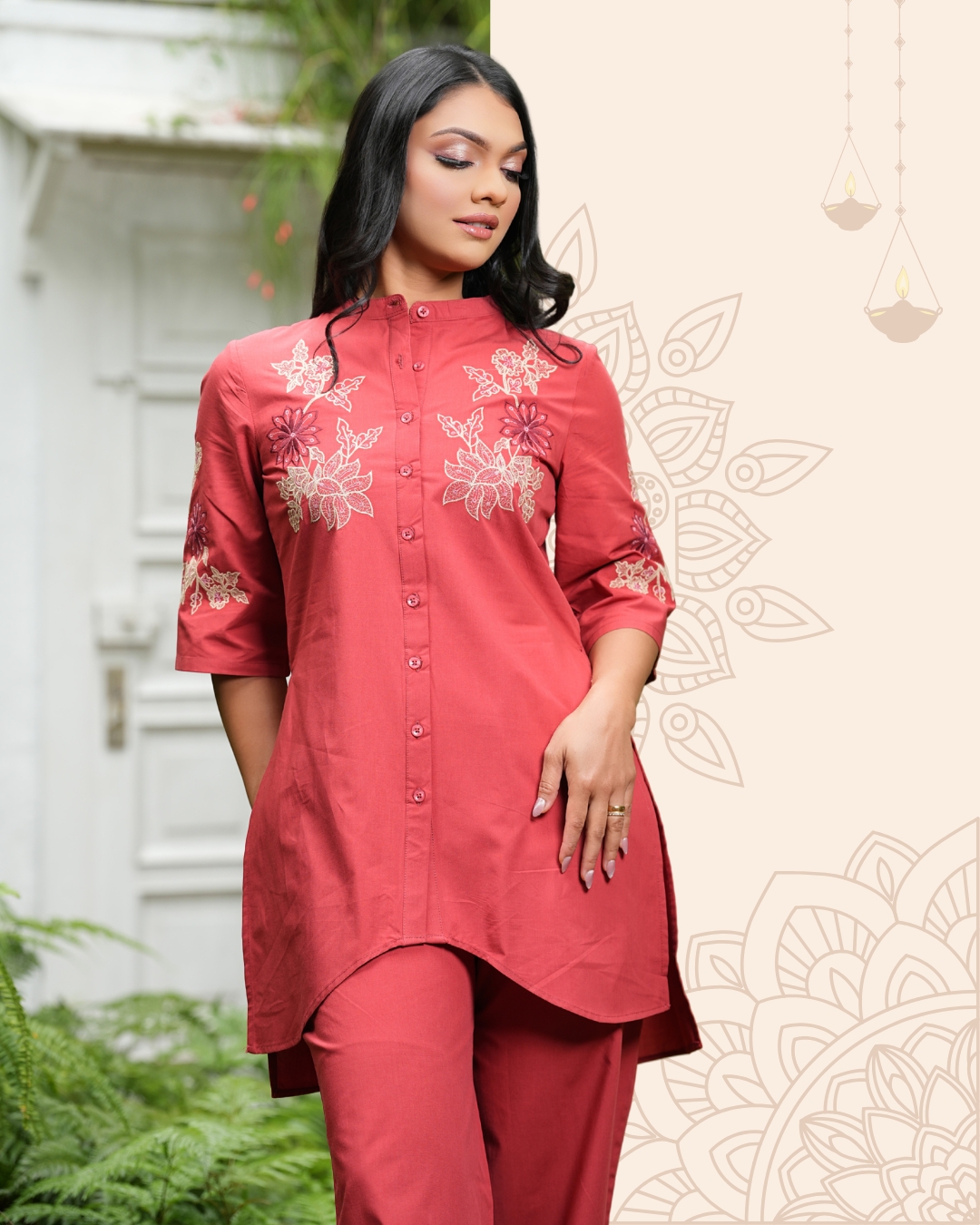 Kurta Top and Pant Set (Button-Down Embroidery) – Image 3
