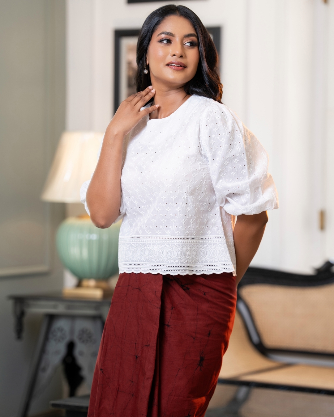 Jewel Neck Cutlawn Blouse – Image 4