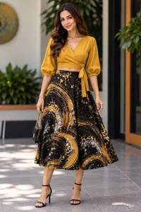 Pattern Wraparound Batik Skirt – Image 2