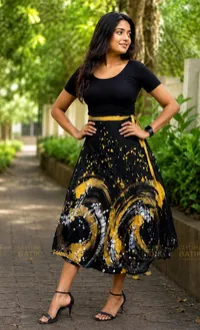 Pattern Wraparound Batik Skirt – Image 1