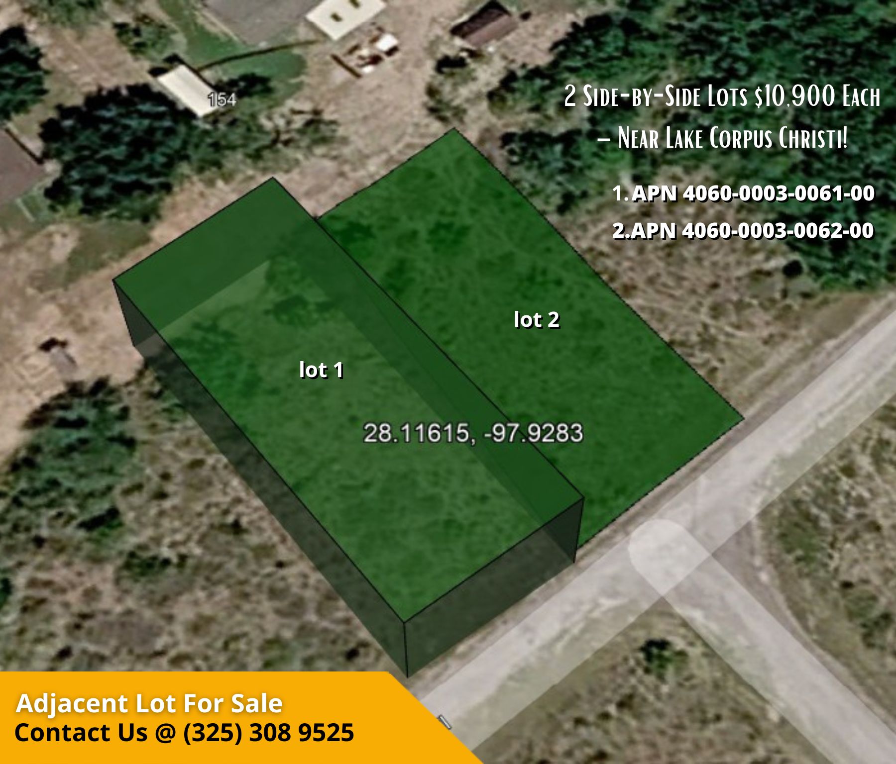 2 Side-by-Side Lots $10,900 Each – Near Lake Corpus Christi!  Contact us Now!  – Image 9
