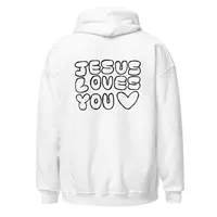 "JESUS LOVES YOU" White Hoodie – Image 2