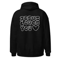 "JESUS LOVES YOU" Black Hoodie – Image 2