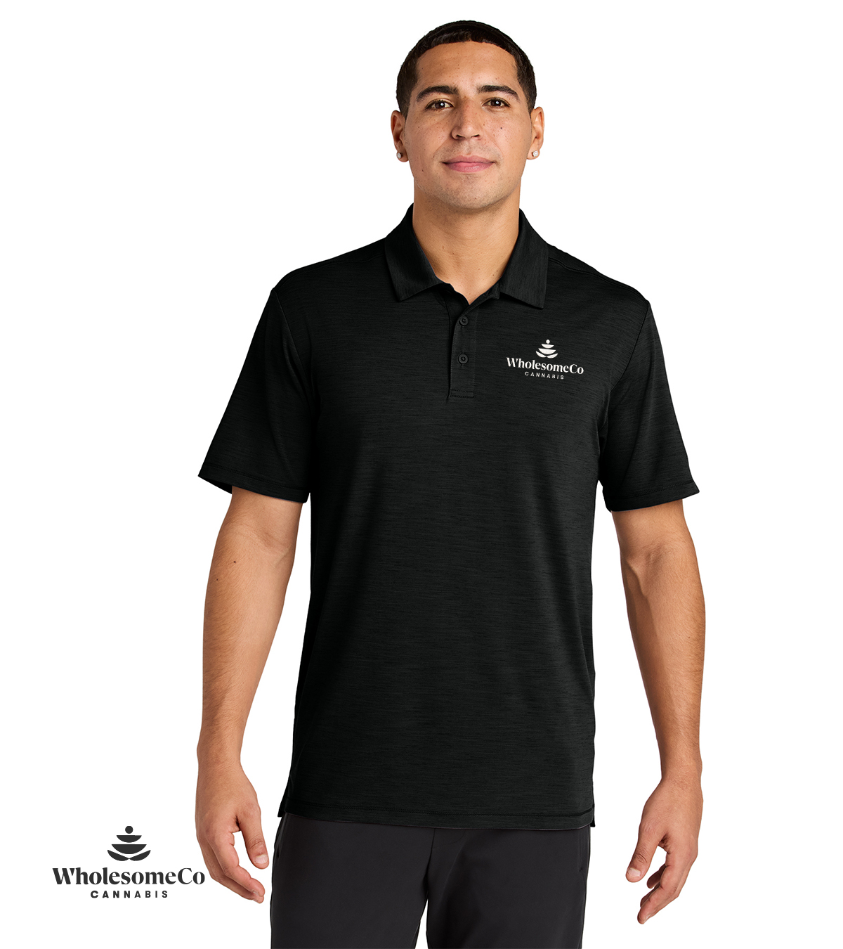 Sport-Tek ST490 Versa Polo – Black with White Logo, XL