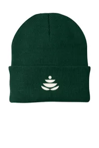 2.5" Embroidery - Port Authority CP90 Cuffed Beanie – Athletic Green - White Thread, Icon only
