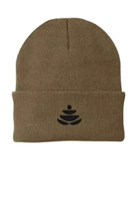2.5" Embroidery - Port Authority CP90 Cuffed Beanie – Woodland Brown - Black Thread, Icon only
