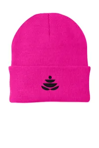 2.5" Embroidery - Port Authority CP90 Cuffed Beanie – Neon Pink Glo - Black Thread, Icon only