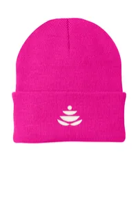 2.5" Embroidery - Port Authority CP90 Cuffed Beanie – Neon Pink Glo - White Thread, Icon only