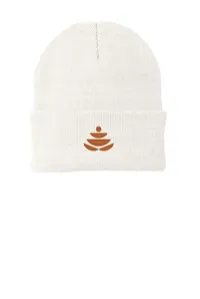 2.5" Embroidery - Port Authority CP90 Cuffed Beanie – White - Copper Thread, Icon only