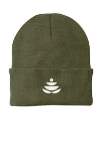 2.5" Embroidery - Port Authority CP90 Cuffed Beanie – Olive Drab Green - White Thread, Icon only