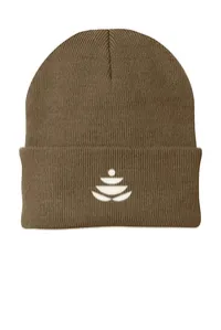 2.5" Embroidery - Port Authority CP90 Cuffed Beanie – Woodland Brown - White Thread, Icon only
