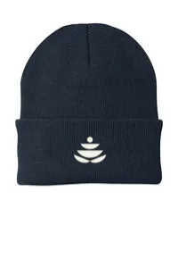 2.5" Embroidery - Port Authority CP90 Cuffed Beanie – Navy - White Thread, Icon only