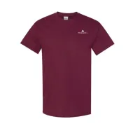 2.5" W- White+Base Logo- Screen Printed- Gildan Heavy Cotton 100% Cotton T-Shirt – Maroon, L