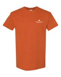 2.5" W- White+Base Logo- Screen Printed- Gildan Heavy Cotton 100% Cotton T-Shirt – Texas Orange, M