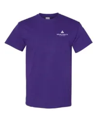 2.5" W- White+Base Logo- Screen Printed- Gildan Heavy Cotton 100% Cotton T-Shirt – Purple, XL
